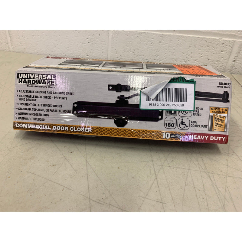 Universal Hardware Matte Black Heavy-Duty Commercial Door Closer