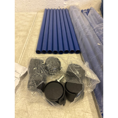 35"x33"x22" Mesh Pool Storage Bin Rolling Cart Organizer, Water Draining - Blue