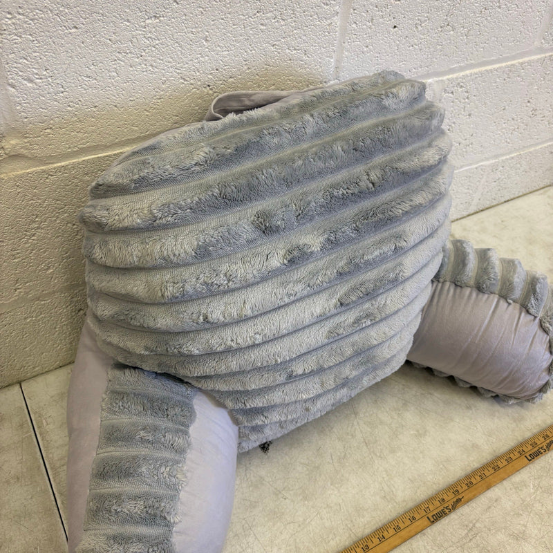 Soft Plush Backrest Pillow 30"W x 17"H Reading Pillow - Gray Fuzzy Stripe Design