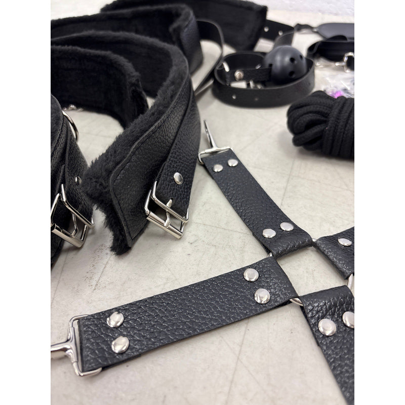 Bondage Kit, Adult BDSM, Whip, Handcuffs, Ball Gag, Nipple Clamps, Blindfold
