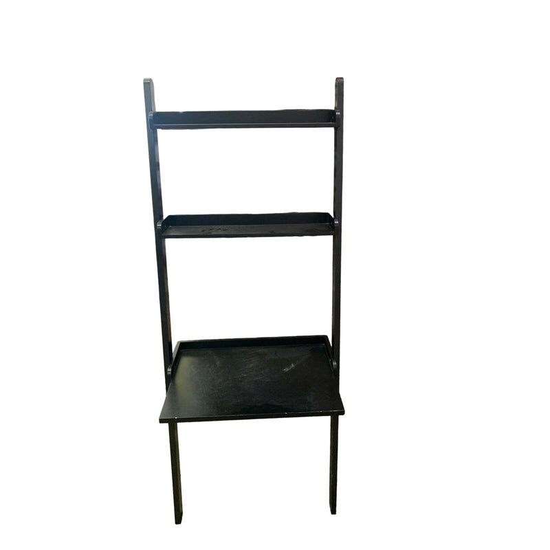 76" 3 Tier Wall Shelving Storage Rack, Ladder Storage, Wood, Black