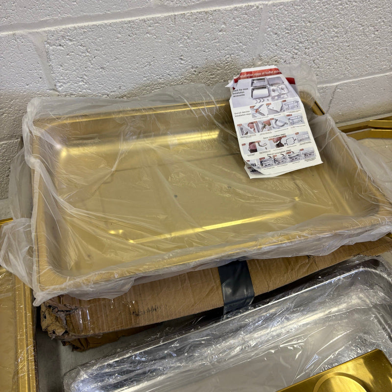 SET-OF-2 ROVSUN 9 QT Rectangle Gold Chafing Dish Buffet Set w Full Size Pans READ