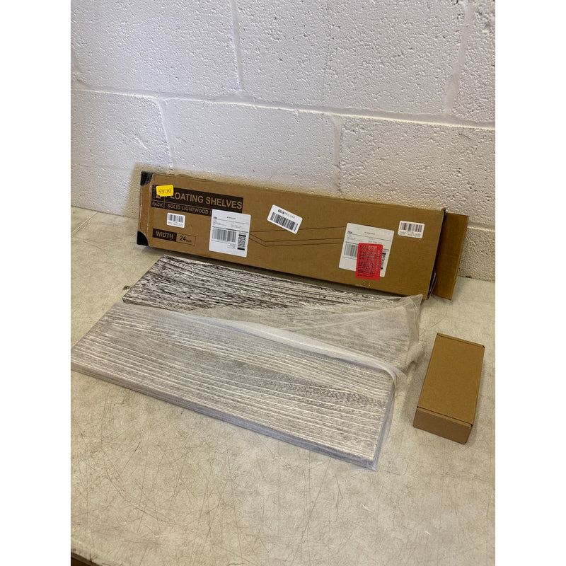 Set-of-2 Floating Shelves for Wall 24" Light Wood Shelves White, Gray, Brown