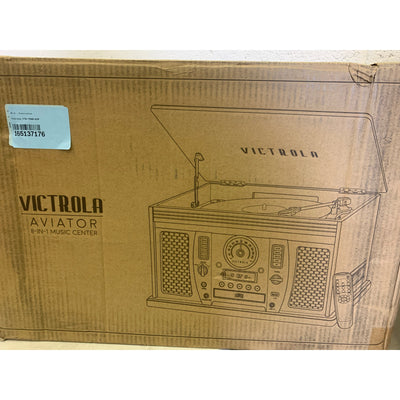 Victrola Aviator 8-in-1 Bluetooth Record Player & Multimedia Center Mahogany