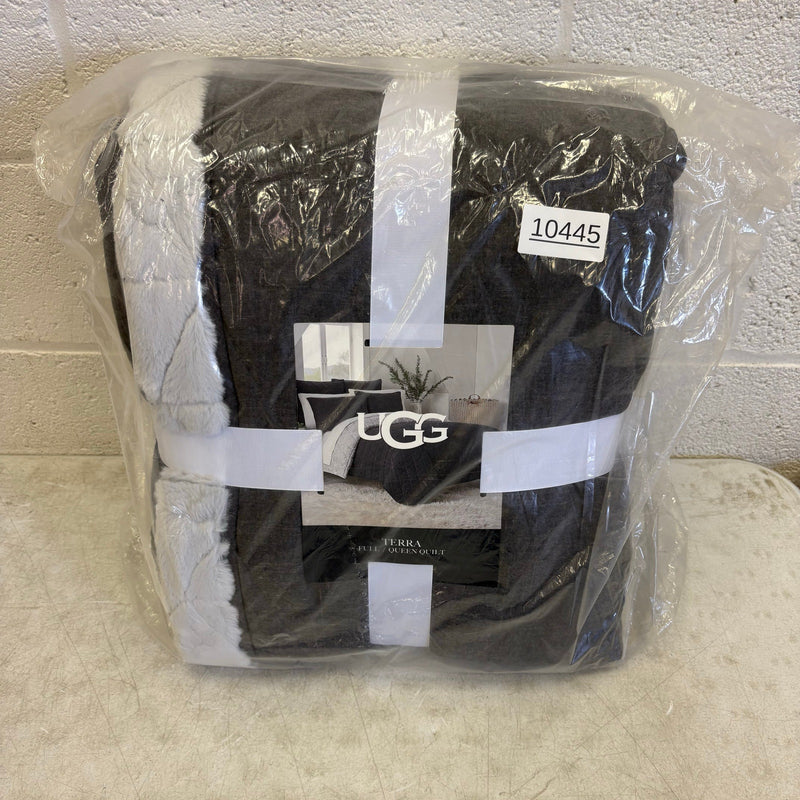 UGG Terra Quilt Full/Queen, Bedroom Bedding Soft Reversible - Charcoal Grey