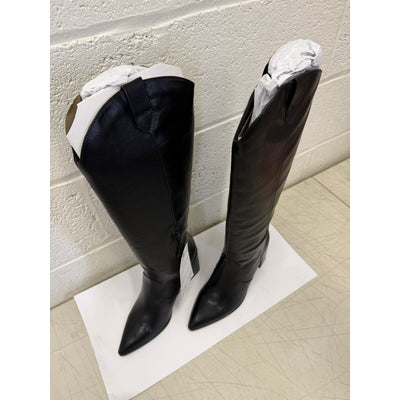 The Drop Women's Cassandra Knee-High Block Heel Western Boot, Black, Size 10