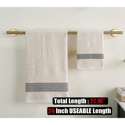 JQK Bath Towel Bar, 27" Brushed Light Gold Towel Rack Bathroom Stainless Steel
