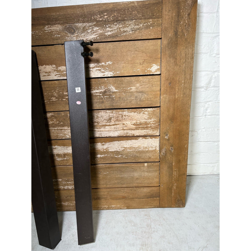 Rustic Farm Table Antique Indoor/ Outdoor Solid Wood Dining Table, Metal Legs