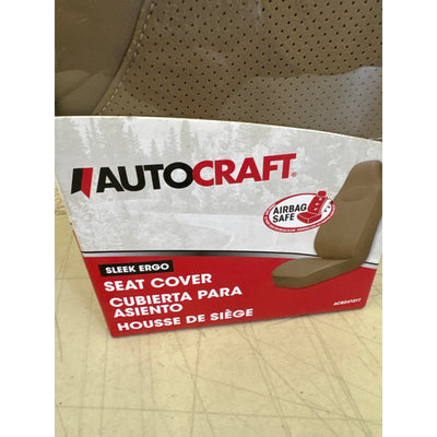 1-PACK AutoCraft Car/SUV Seat Cover Tan PU Leather Universal Fit, High Back