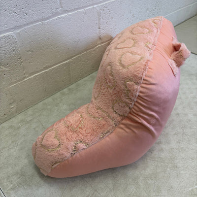 UGG Plush Backrest Pillow, 32"W x 16"H Reading Pillow Soft - Pink w Heart Design