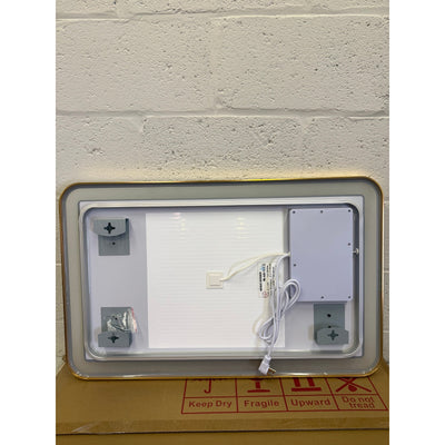 TheiaMo Rectangular LED Lighted Bathroom Mirror, 32"x20" - Gold Frame