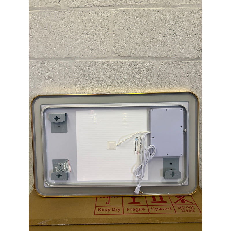 TheiaMo Rectangular LED Lighted Bathroom Mirror, 32"x20" - Gold Frame