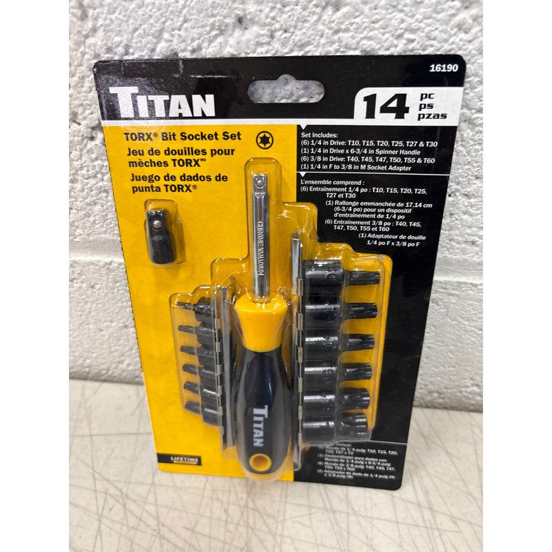Titan 14 pc. Torx Bit Socket Set with Storage Rails, Hand Tools - 16190