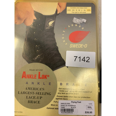 Swede-O Ankle Lok Support with Knit Tongue, XX Large Ankle Brace Black Sprain