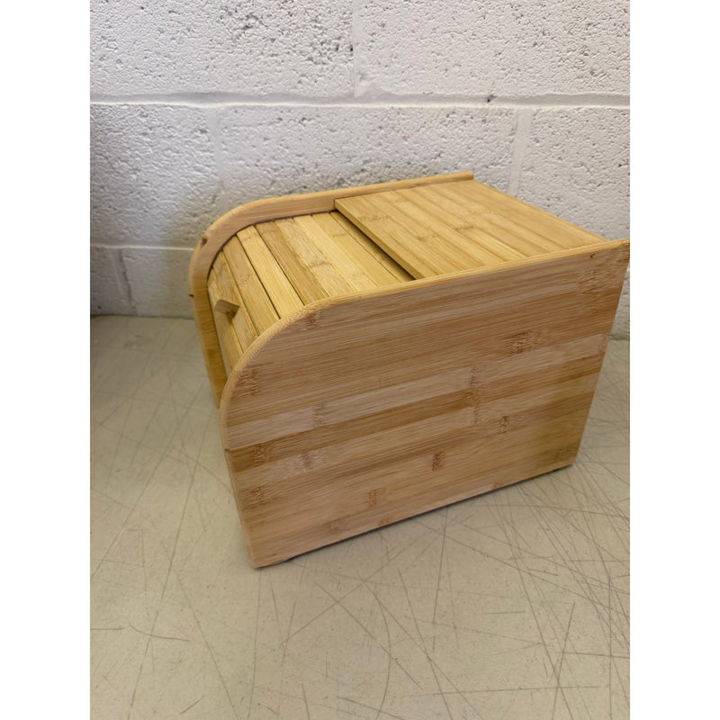 DYNAMI Bamboo Rice Dry Storage Box with Sliding Lid & Measuring Cup, Wood Color