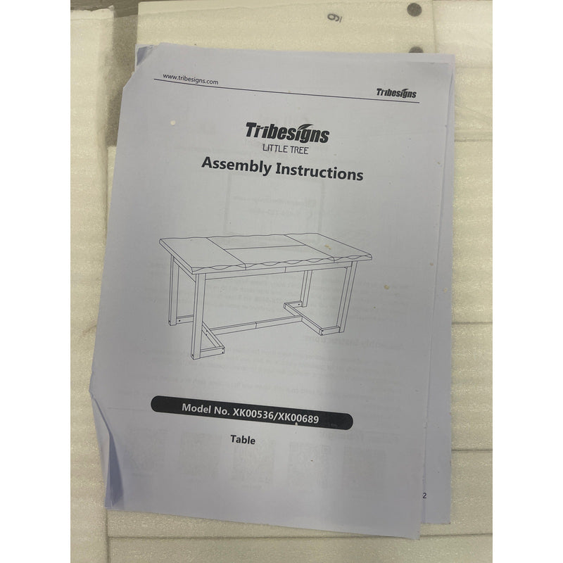 Tribesigns 63" Office Desk Executive Table w Solid Wood Legs & Desktop White