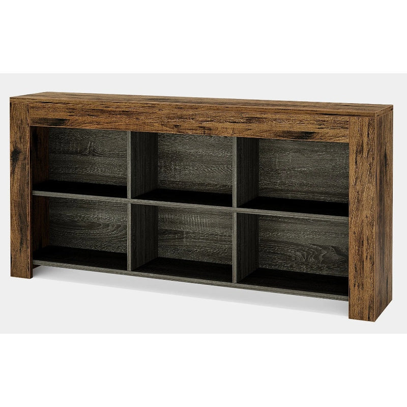 Tribesigns Wood Sofa Table Rustic Console Entryway Table, 6 Storage Cubes, Brown