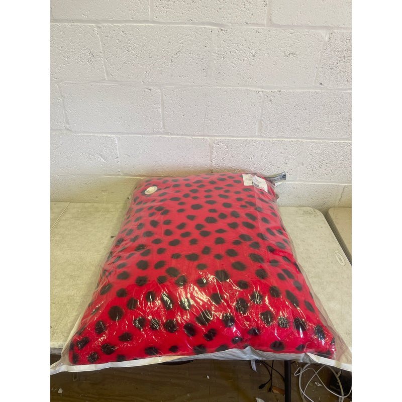 Lilly Paws Luxury Plush Comfy Dog Bed FauxFur, Large, Ladybug Red/Black 35x28x10"