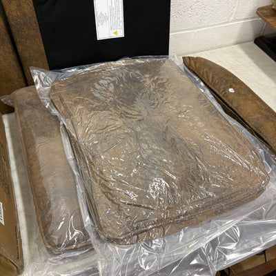 VINGLI Modern Accent Chair Brown Rubber Wood Frame & Lumbar Pillow - Brown