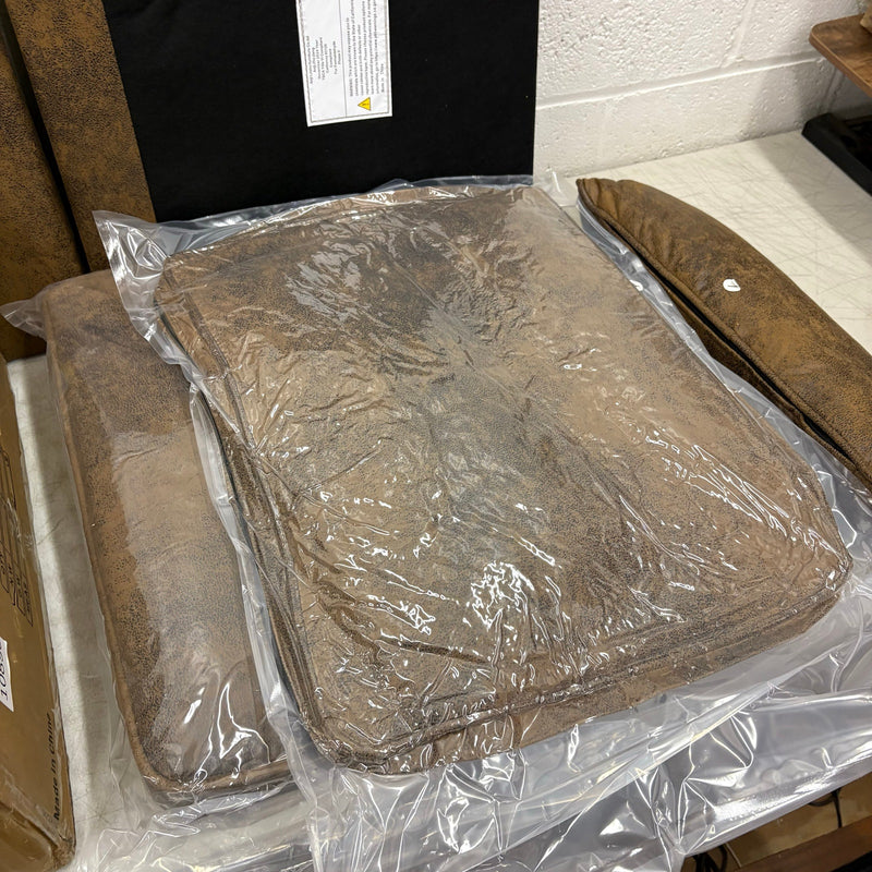 VINGLI Modern Accent Chair Brown Rubber Wood Frame & Lumbar Pillow - Brown