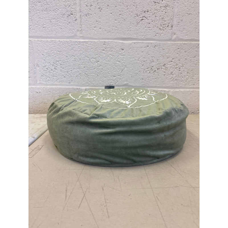 Florensi Round Meditation Cushion, Soft, Side Handle, 16 x 5 Inches, Sage Green