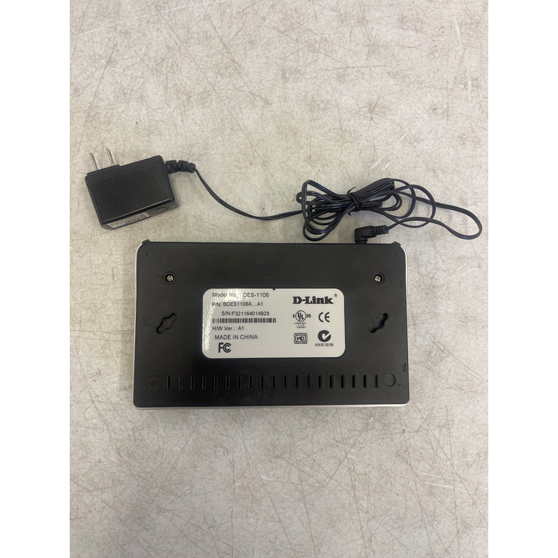 D-Link Ethernet Switch, 8 Ports, 120V, 60Hz, DES-1108
