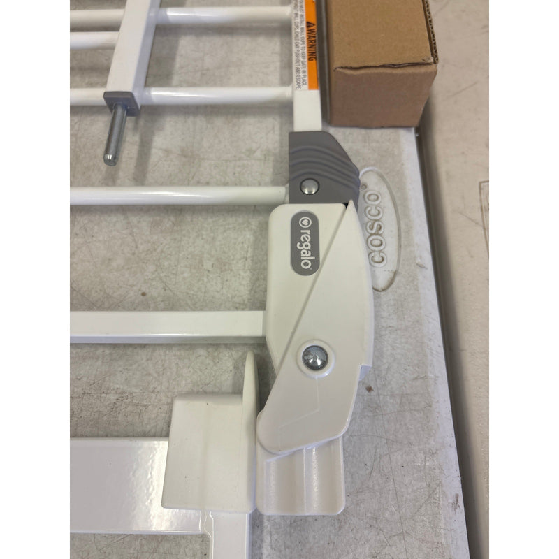 Regalo Baby Pet Gate Easy Step Metal Walk-Through Gate, White, 30"Hx29-38"W