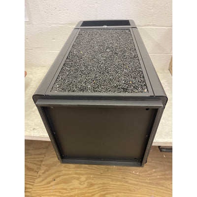 15-Gal Metal Outdoor Commercial Trash Can Bin Locking Lid, Stone Panels, Black
