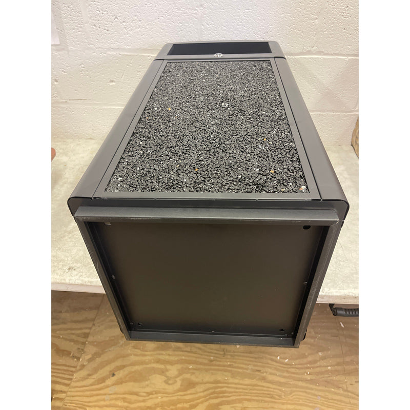 15-Gal Metal Outdoor Commercial Trash Can Bin Locking Lid, Stone Panels, Black