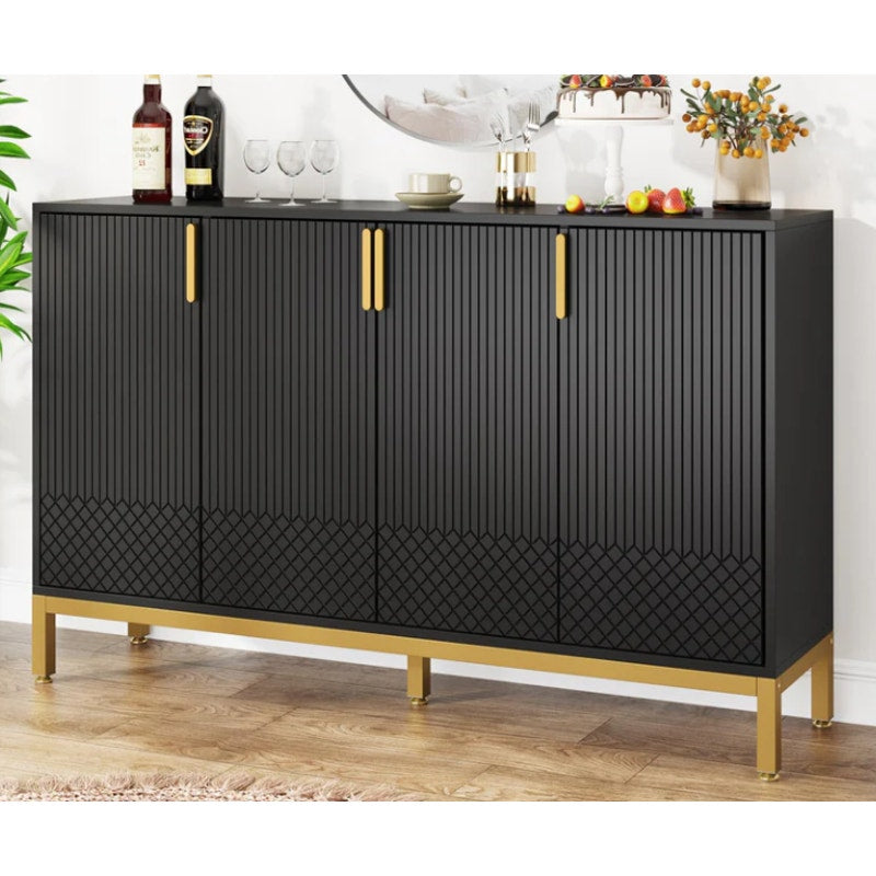 Tribesigns Luxury Buffet Cabinet w Storage, 59" Kitchen Sideboard Cabinet Black