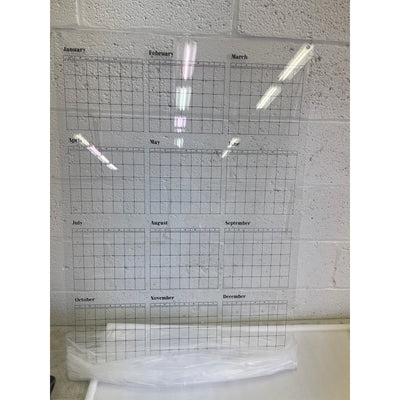 Guardmate YEAR Calendar Acrylic Dry-Erase Board 28" x 40" Wall-Mount w Markers
