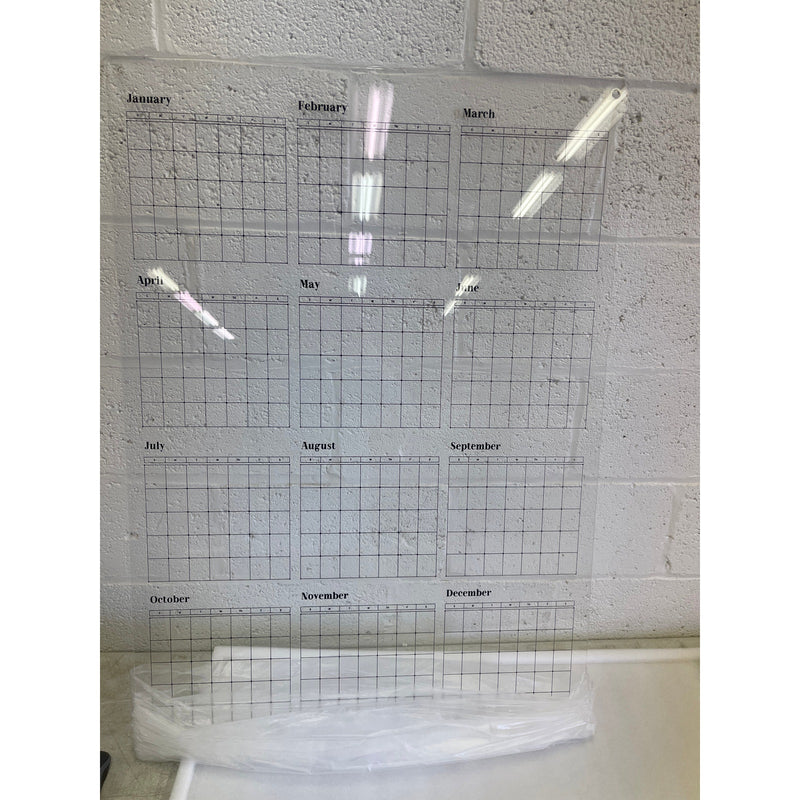 Guardmate YEAR Calendar Acrylic Dry-Erase Board 28" x 40" Wall-Mount w Markers