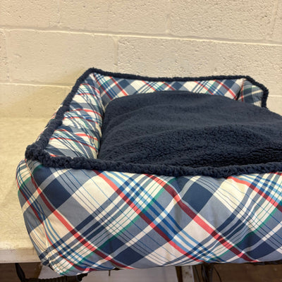 Nautica Rectangle Pet Bed 36" x 30" x 9" Dog Bed Plaid Multicolor Design - Large