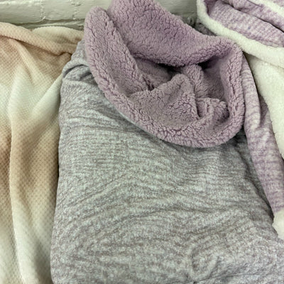LOT-of-5 Throw Blankets, Plush,  Striped, Reversible Throws, Pink, Purple, Green