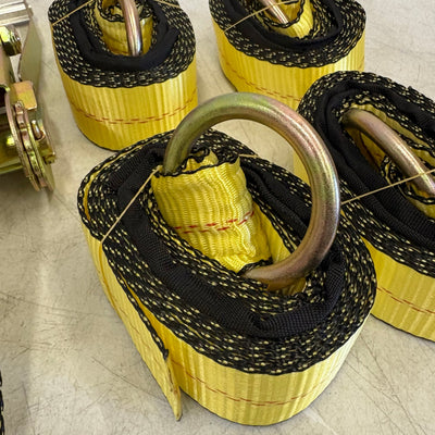 Waltyotur 4-Pcs Auto Lanyard Clip Ratchet Straps 2x96 Classic Yellow 3300 LB CAP