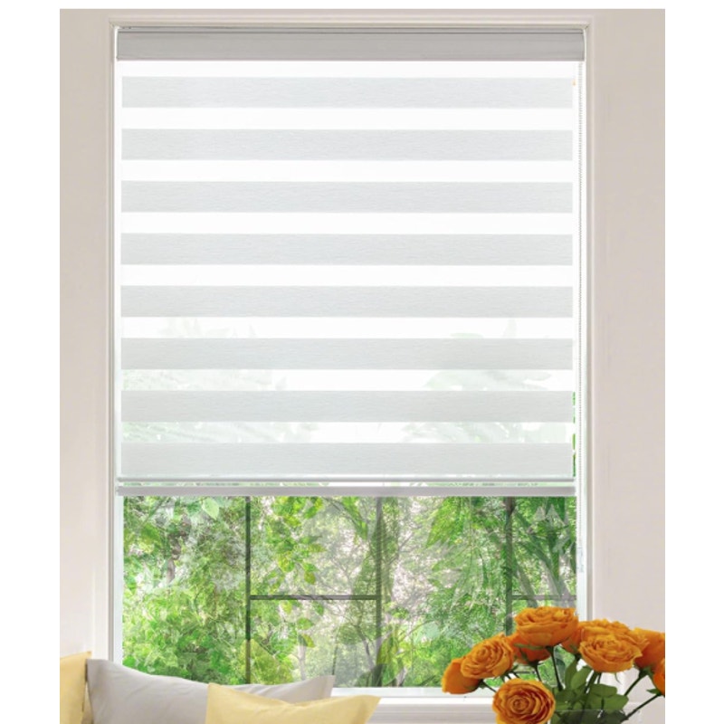 Kalysie Zebra Roller Window Blinds Roller Blinds Dual Layer 64 x 38 inches White