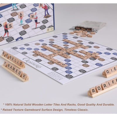 Scrabble Crossword Board Game Classic Original Wooden Tiles Racks 2-4 Player