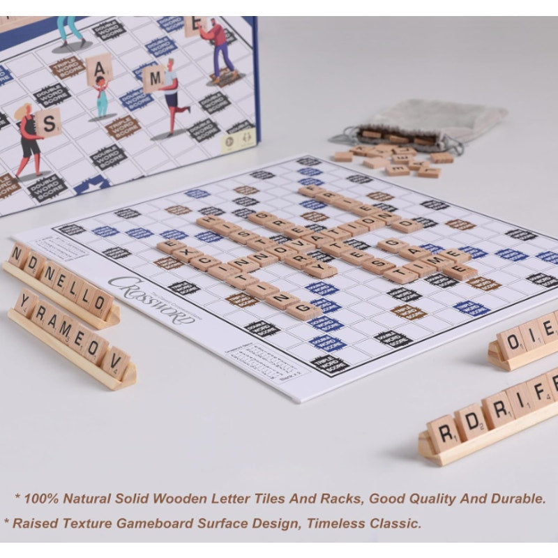 Scrabble Crossword Board Game Classic Original Wooden Tiles Racks 2-4 Player
