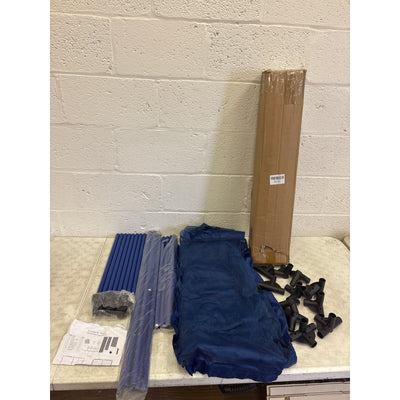 35"x33"x22" Mesh Pool Storage Bin Rolling Cart Organizer, Water Draining - Blue