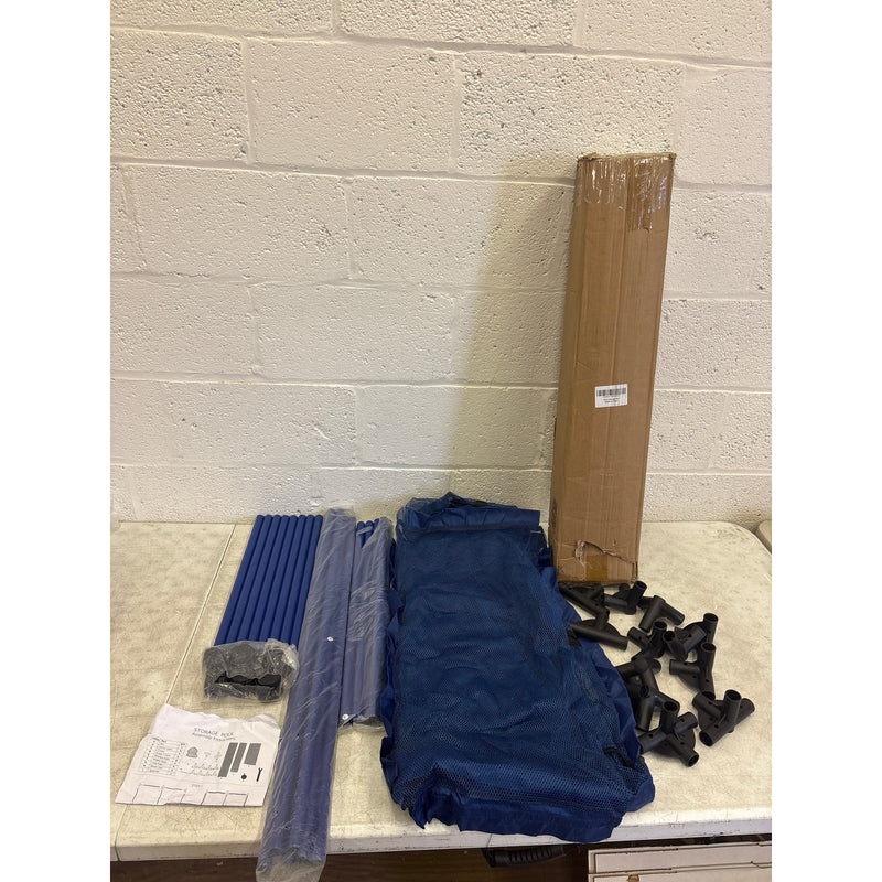 35"x33"x22" Mesh Pool Storage Bin Rolling Cart Organizer, Water Draining - Blue