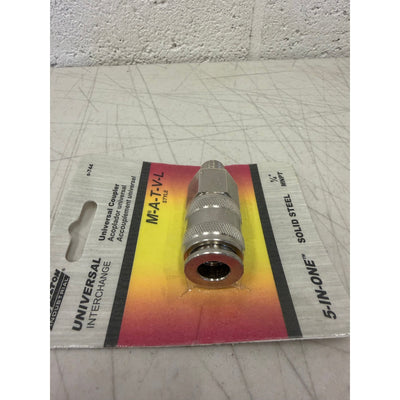 Milton S744 5 In ONE Universal Quick-Connect Coupler, 1/4" MNPT, M-A-T-V-L Style