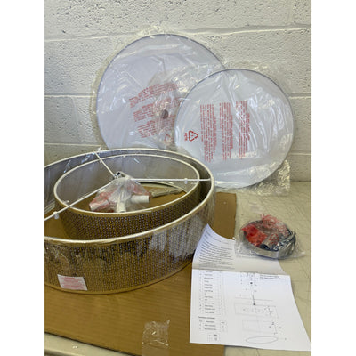 Leading Lightning 22in Woven Rattan Linen Hanging Light Fixture, Mount Ceiling