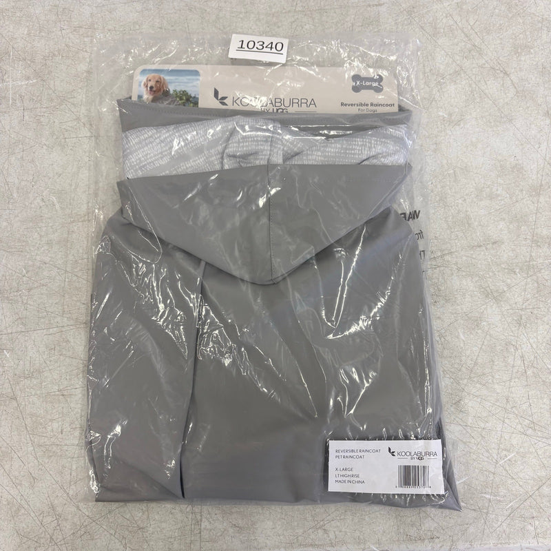 Koolaburra UGG Pet Reversible Raincoat Dog Hooded Jacket 20-21" Collar, Gray XL
