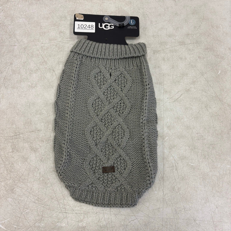 UGG Pet-Classic Cable Knit Dog Sweater Size Large 14-16" Collar - Gray