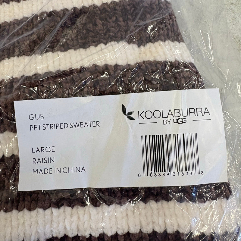 Koolaburra by UGG Pet Gus Striped Dog Sweater 17-18" Collar, Brown/White - Large