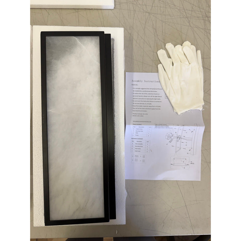 Doraimi Natural Alabaster Wall Sconce,16" x 6" LED Light Fixture - Black