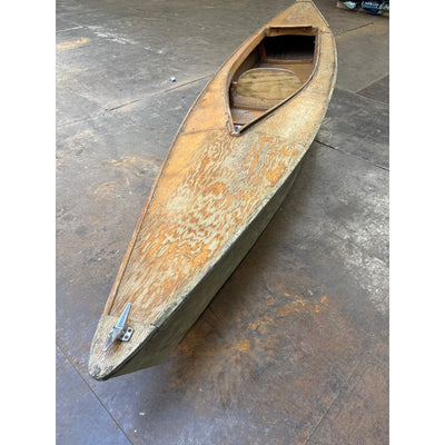 16 Foot Wooden Canoe - 2 Person Capacity, Fishing, Kayaking - Tan / White