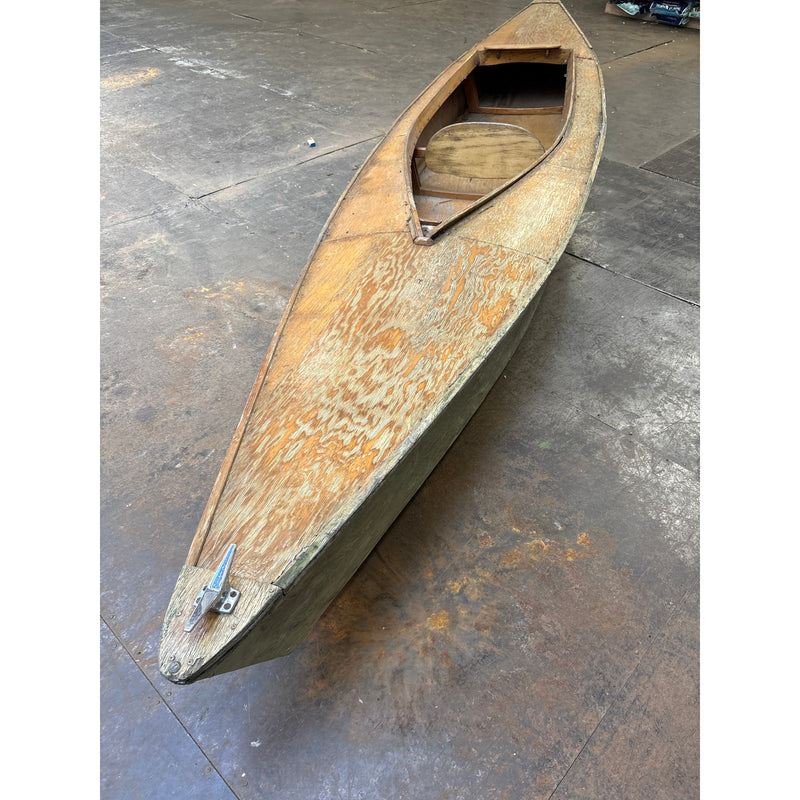 16 Foot Wooden Canoe - 2 Person Capacity, Fishing, Kayaking - Tan / White