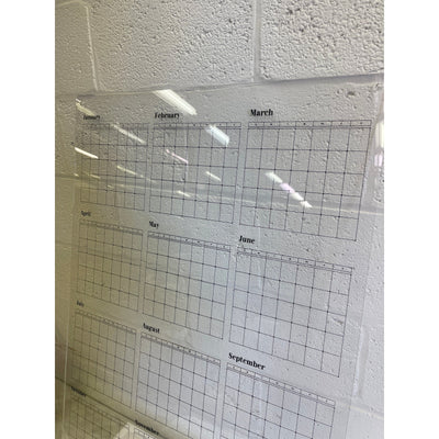Guardmate YEAR Calendar Acrylic Dry-Erase Board 28" x 40" Wall-Mount w Markers