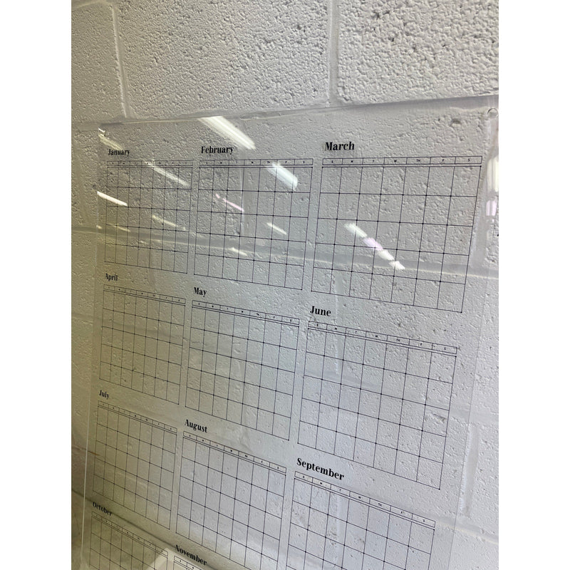Guardmate YEAR Calendar Acrylic Dry-Erase Board 28" x 40" Wall-Mount w Markers